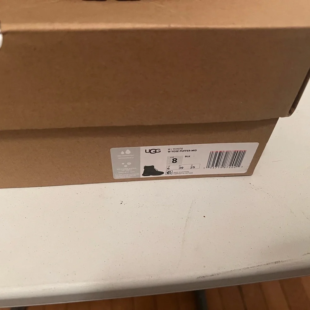 NEW Women’s UGG Genuine Shearling Lined Mid Puffer Boot Black - Picture 8 of 10